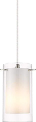 Modern Glass Pendant Light 2 Pack, Adjustable Hanging Pendant Lighting Kitchen Lights Island Dining Room Bathroom Bar, Brushed Nickel Finish