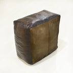Square Shaped Goat Leather Handmade Eco-Friendly Chocolate Brown Pouf -Square Pouf, 21"x21"x12", Plain Solid Pouf, Goat Leather Pouf, Recycled Foam with Fibre Fill Stuffed Pouf, Leather Pouf PF12