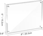 6x8 Acrylic Picture Frames, 20mm Thick Clear Frameless Magnetic Photo Frames, Double Sided Transparent Square Frame Gift for Desktop Display(3 Pack)