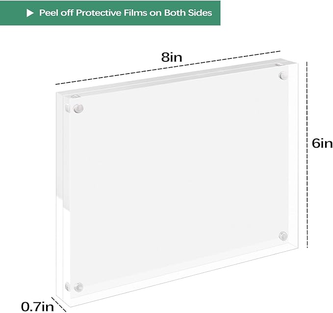 Golden State Art 6x8 Acrylic Picture Frames 5 Pack, Frameless Clear Photo Frame, Double Sided Freestanding, Tabletop Display for Home Office Desk