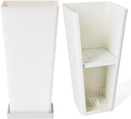 LA JOLIE MUSE 26 inch White Tall Planters for Outdoor Plants,Set of 2 Large Planters for Indoor Plants,V Shaped Tree Planters for Front Door, 26'' White With Tray