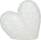 Deco 79 Porcelain Ceramic Heart Decorative Sculpture Dimensional Angled Origami Inspired Home Decor Statue, Accent Figurine 8" x 3" x 8", White