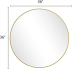 BEAUTYPEAK Circle Mirror Gold 36 Inch Wall Mounted Round Mirror with Brushed Metal Frame for Bathroom, Vanity, Living Room, Bedroom, Entryway Wall Decor (Gold, 36 Inches)