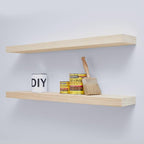 Homeforia 36 inch Wood Floating Shelves, High End Solid Natural Wood 36inch Large Floating Shelf Bathroom, Unfinished Wooden Floating Shelves for Wall, Heavy Duty Bracket, 36 X 6.5 X 1.75 in, Set of 4