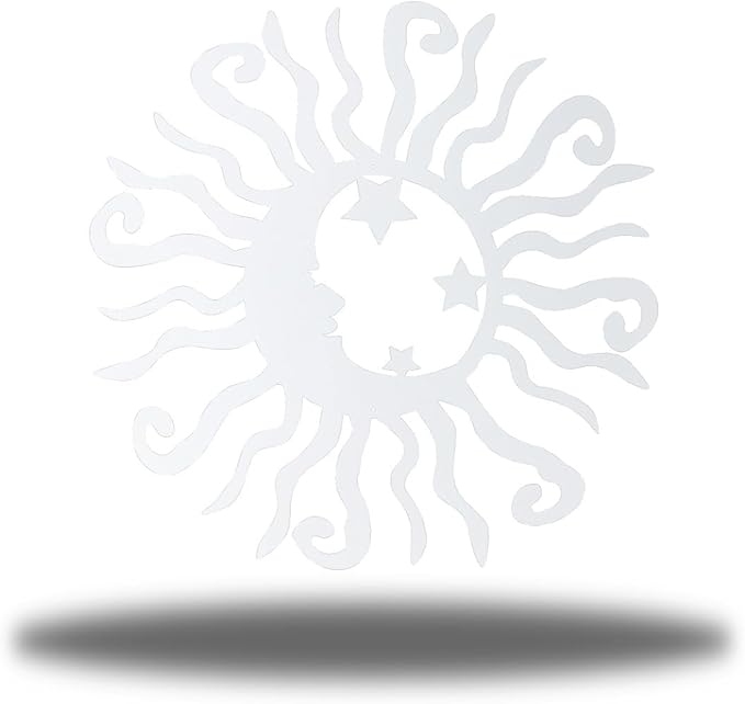 Riverside Designs Wacky Solar Moon Metal Wall Art Steel Outdoor Decor | Heavy-Duty and Waterproof | Made in USA (White, 18L x 18W)