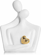 Porcelain Romantic Couple Figurines Statue White Aesthetic Decorations Hugging Couple Sculptures - Modern Ceramic Sculpture Home Accents for Living Room Bedroom Coffee Table, Desktop, Bookshelf