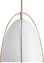 White Gold Pendant Light 3-Light Socket Large Pendant Light Fixture with Adjustable Pendant Rod 12in Dome Kitchen Pendant Lighting for Kitchen Island Dining Room Kitchen Sink, E26