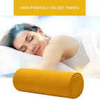 Cylinder Round Memory Foam Support Pillows 24X6 Cervical Neck Roll Pillow with Pillowcase Soft, Comfortable and Breathable for Sleeping, Chair, Car, Sofa，Travel Yellow