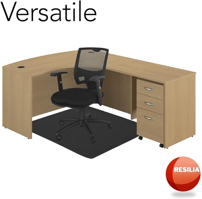 RESILIA Office Desk Chair Mat - for Low Pile Carpet (with Grippers) Black, 47 Inches x 57 Inches, Made in The USA