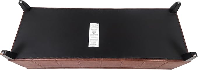 Joveco 51 Inch Storage Ottoman Bench,Tufted Leather Storage Bench for Bedroom (51”,Brown)