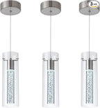 3-Pack Modern Pendant Lighting Satin Nickel,24W Light Chandelier with LED Bulb, Updated Housing and Bubble Kitchen Light for Kitchen,Dining Room,Living Room,Corridor and Restaurant, 6000K