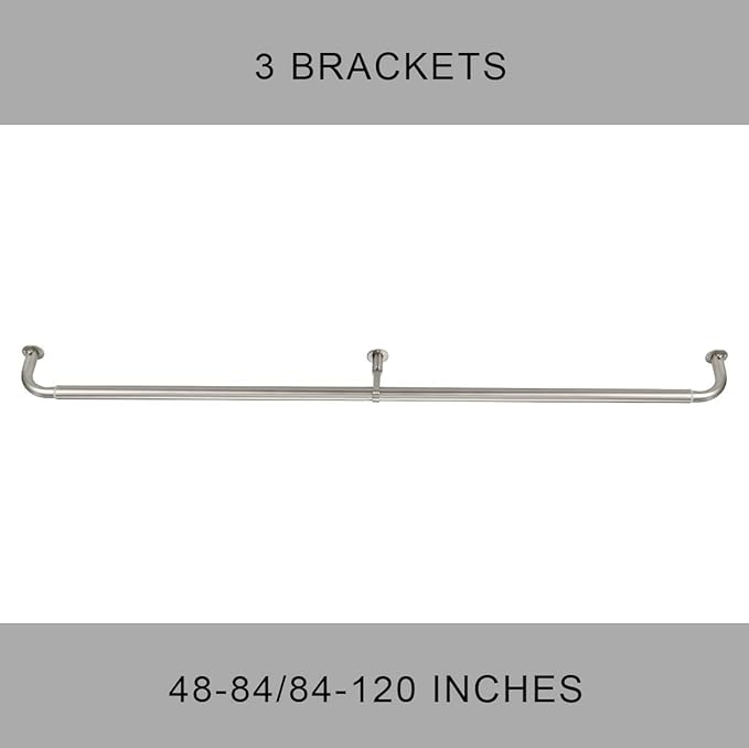 Room Darkening Curtain Rod, Wrap Around Design, Extra-Thick 1-Inch Diameter Single Drapery Rod, Extendable Metal Rod Set for the Blackout Curtains and Sheer (Satin Nickel, 48-84")