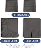 Full Size 4 Piece Sheet Set - Comfy Breathable & Cooling Bed Sheets Set - Hotel Luxury Bedding for Women, Men, Kids, Teens, Boys & Girls - Deep Pockets, Ultra-Soft, Wrinkle Free - Oeko-Tex - Charcoal