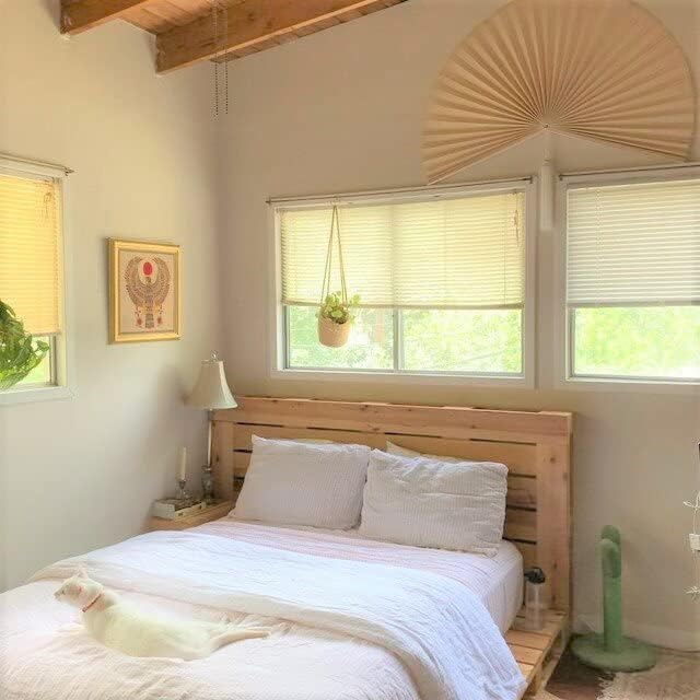 Fan Wall Decor, Japanese Giant Fan, Large Bamboo Fan Wall Art For Boho Hanging Headboard, Decorative Folding Fans For Over Bed, Asia Trending (Ivory 60 inch)