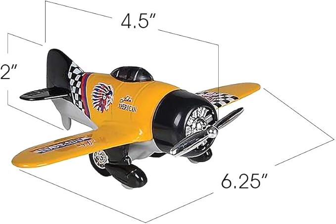 ArtCreativity Diecast Classic Wing Airplane Toys with Pullback Mechanism, Set of 2, Diecast Metal Jet Plane Toys for Boys, Aviation Party Favors, Goodie Bag Fillers for Kids