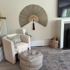 Fan Wall Decor, Japanese Giant Fan, Large Bamboo Fan Wall Art For Boho Hanging Headboard, Decorative Folding Fans For Over Bed, Asia Trending (Gray 48inch)