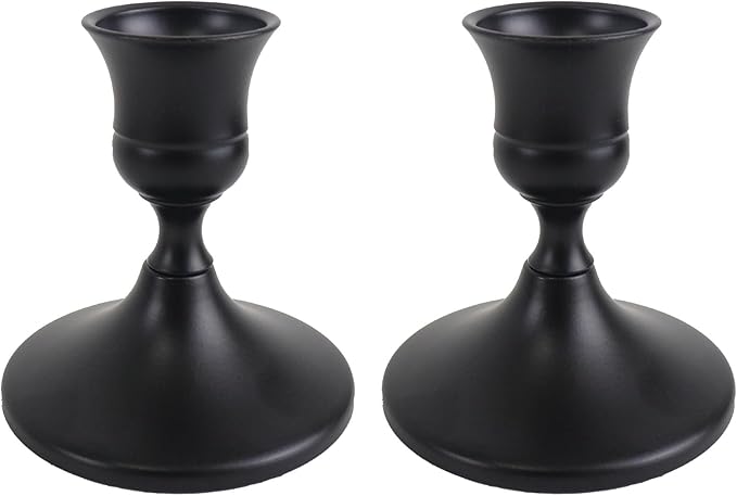 Vintage Black Taper Candle Holders Set of 2, Metal Candlestick Holders Elegant Handcrafted Décor for Weddings, Dining & Meditation,Table Centerpiece, Party, Christmas Decoration or Home Decor