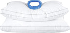 Standard/Queen Size Set of 2 - Adjustable Down Alternative Bed Pillows - Stomach, Luxury, Cooling Neck Pillow for Sleeping Back, and Side Sleepers (Queen (Pack of 2))