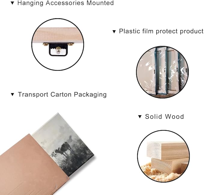 LASMOND Black and White Cow Wall Art for Living Room Ink Wash Canvas Painting Prints Morning Cattle Vintage Country Farmhouse Artwork Bedroom Office Decor (40x20 Inches)