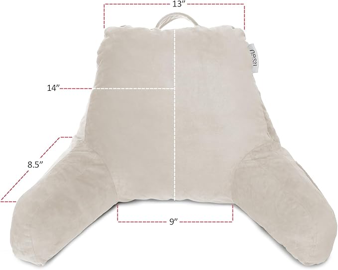 Nestl Reading Pillow for Kids, Small Bed Pillow, Back Pillow for Sitting in Bed, Memory Foam Chair Pillow, Reading & Bed Rest Pillows, Linen Back Pillow for Bed, Arm Pillow with Pockets