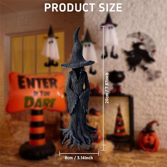 Cracker Barrel Witch Statue – Halloween Witch Statue,Hand-Painted Gothic Guardian for Home & Mantel, Retro Magician Resin Figurine, Dark Fantasy Collectible
