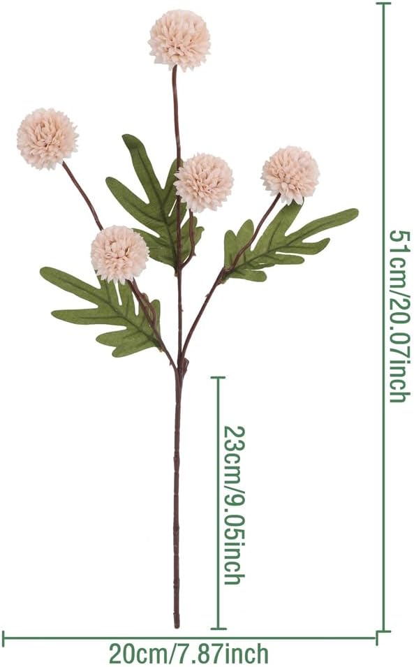 Artificial Flowers for Vases 20.5 Inch 10 Stems， Silk Dried Fake Mums Bouquet Indoor Faux Floral Arrangements for Decoration (Beige)