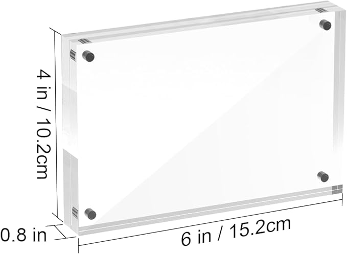 4x6 Acrylic Picture Frames, 20mm Thick Clear Frameless Magnetic Photo Frames, Double Sided Transparent Square Frame Gift for Desktop Display(3 Pack)