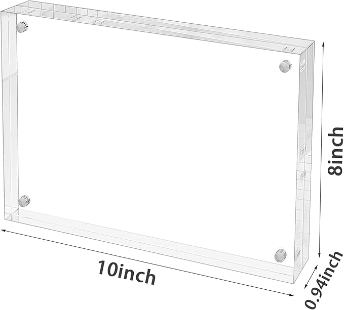 Acrylic Picture Frame, 2pack 8x10 Inch Photo Double-Sided Frames, Magnetic 12+12MM Thickness Picture Frame Clear Photo Frame Stand, Double-Sided Acrylic Frame Stand (2pack 8x10)
