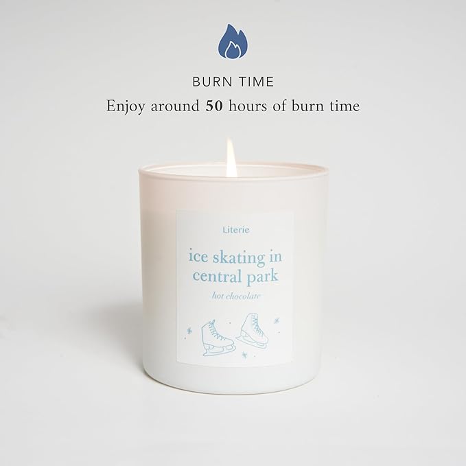 Literie NYC Inspired Scented Candle: Ice Skating in Central Park - Hot Chocolate Scent, 9oz, 50 Hour Burn, Vegan Soy & Coconut Blend Candle for Home Decor, Gift for Women & Men
