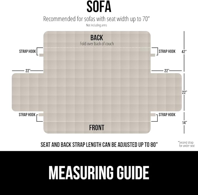 GORILLA GRIP Patented Waterproof Slip-Resistant 70” Sofa Protector Cover, for Leather or Fabric Couch Cushion, Large Microsuede Furniture Covers Dogs Pets Machine Washable Slipcover, Taupe