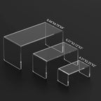 HIIMIEI Acrylic Risers for Display Clear 3-Tier Risers Stands Showcase for Amiibo Funko Pop Figures, Dessert, Jewelry-8.4"x 6.3"x 4.3" (2 Sets)