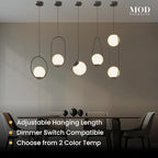 𝗠𝗢𝗗 𝗟𝗜𝗚𝗛𝗧𝗜𝗡𝗚 Jewels & Pearls | Modern Black Pendant Light Fixtures, Hanging Globe Pendant Lights for Kitchen Island Lighting, Dimmable LED Bulb Included, 1 Pack (Black | Warm White | Oval)