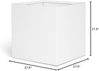 Galvanized Steel Black Planter Box Square 27.6 in Metal Large Planter Box Outdoor Indoor Huge Cube Heavy Duty Flower Pot Modern Commercial Residential for Patio, Deck, Yard, Garden