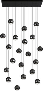 Rectangular Chandelier Crystal Balls Chandeliers Flush Mount Ceiling Light for Dining Room Living Room High Ceiling Chandelier for Staircase Foyer Entryway Black Chandeliers Dimmable 2700k-6000k