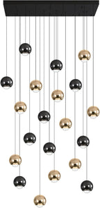 Rectangular Chandelier Crystal Balls Chandeliers Flush Mount Ceiling Light for Dining Room Living Room High Ceiling Chandelier for Staircase Foyer Entryway Black and Gold Chandeliers 2700k-6000k