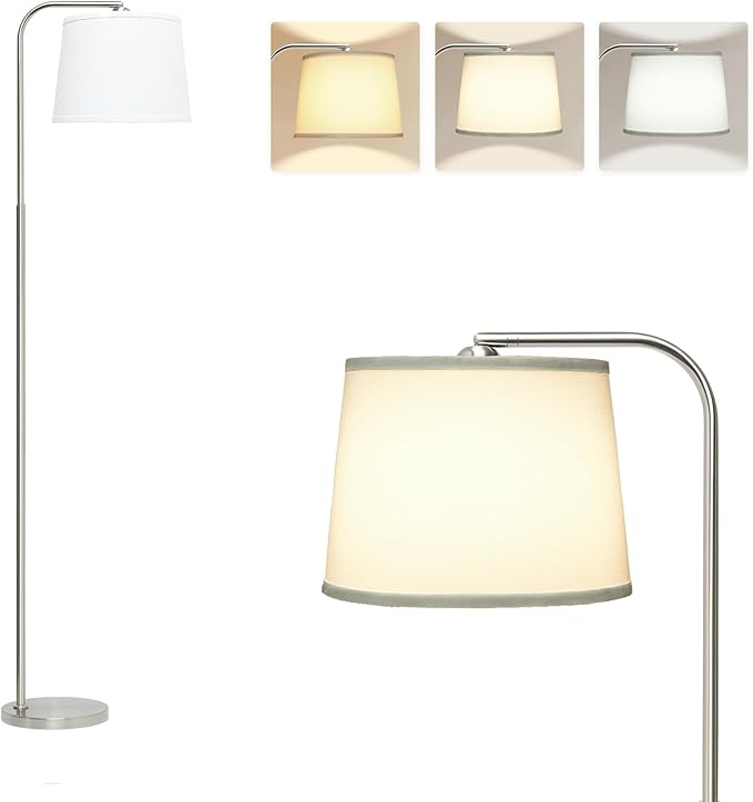 AKASUKI Floor Lamp for Living Room with 3 Color Temperatures, Foot Switch Standing Lamps for Living Room, Bedroom, Office, Arc Mordern Floor Lamp with 9W LED Bulb Included