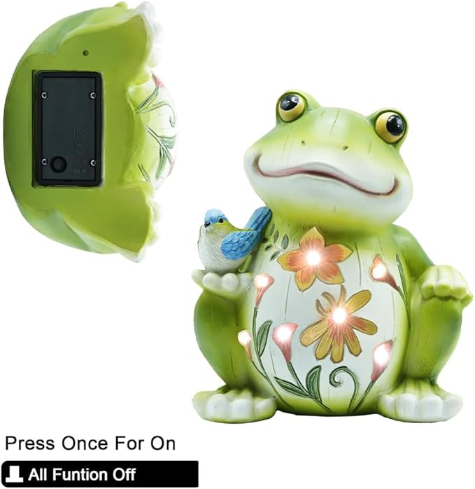 Solar Outdoor Frog Statue Lighting, Waterproof Frog Statue Light,Outdoor Lighting, Decorations for Patio,Yard,Lawn, Porch, Ornament