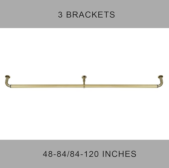 Room Darkening Curtain Rod, Wrap Around Design, Extra-Thick 1-Inch Diameter Single Drapery Rod, Extendable Metal Rod Set for the Blackout Curtains and Sheer (Antique Bronze, 48-84")