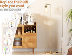 Floor Lamps for Living Room - Industrial Standing Lamp with Glass Shade, Modern Gold Floor Lamp with LED Bulbs, Farmhouse Floor Lamp for Bedroom, Tall Lamp for Office - Gold