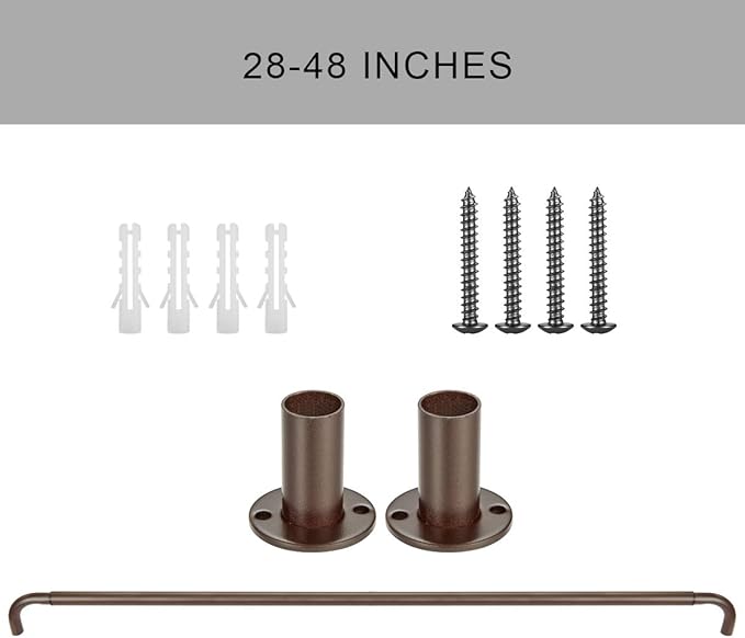 Room Darkening Curtain Rod, Wrap Around Design, Extra-Thick 1-Inch Diameter Single Drapery Rod, Extendable Metal Rod Set for the Blackout Curtains and Sheer (Coffee Gold, 28-48")