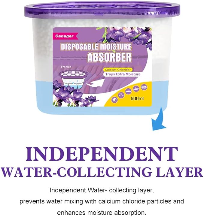 CANAGER Moisture Absorber Box-Odor Eliminator,Absorb Excess Moisture. Suitable for Wardrobe, Bedroom, Kitchen and Bathroom-6 Packs, Effectively Collect Water, Fresh Air,Freesia. Fuchsia