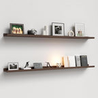 55.1 Inches Long Floating Shelves, 2 Set Rustic Wall Shelf for Bedroom, Nursery Book Shelf with Lip, Picture Ledge Shelf for Living Room, Bathroom, Kitchen - Walnut