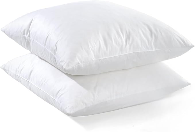 YSTHER 26x26 Euro Pillow Inserts Set of 2, Premium Down Feather Pillows for Couch & Bed - Hypoallergenic, Machine Washable, Fluffy Decorative Throw Pillow Inserts (White)