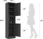 67" Tall Bathroom Storage Cabinet, Narrow Metal Floor Cabinet with 2 Doors and Adjustable Shelves, Freestanding Metal Locker for Laundry, Kitchen, Dining Room