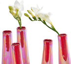 Chive - Set of 6 Galaxy, 1.5" in Wide 5.5" Tall Small Cylinder Ceramic Bud Flower Vase, Unique Single Flower Decorative Floral Vase for Home Decor, Bulk (Ginger Red)