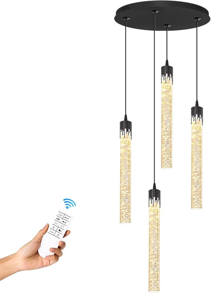Mini Chandelier Crystal Pendant Lights,Bubble Crystal Chandelier for Living Room Bedroom Modern LED Ceiling Light Dimmable 2700k-6000k