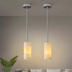 Alabaster Pendant Light Kitchen Island, H-9.5in Nickel Pendant Light Fixtures with Natural Marble Shade, Adjustable Ceiling Pendant for Dining Room, Living Room, Bedroom & Bathroom
