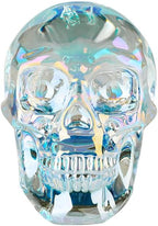 Crystal Halloween Skull Skeleton Decor, Glass Skull Gifts for Men Home Decorations with Gift Box, Art Glass Day of The Dead Skull Halloween Paperweights Collectibles (Clear)