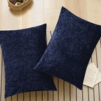 CaliTime Throw Pillow Covers Decorative 20 X 26 Inches Pack of 2 Cozy Chenille Standard Pillow Shams Cases for Couch Sofa Bed Living Room Home Navy Blue