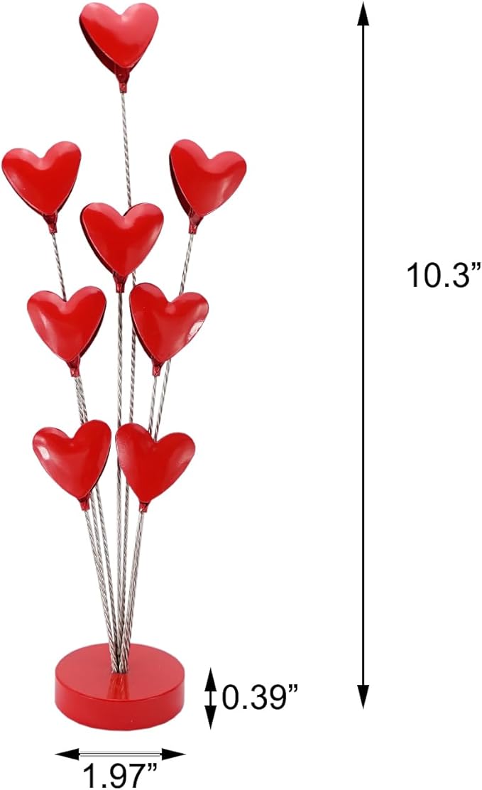 8-Branch Family Tree Picture Frame Holder, Card Photo Clips Holder Desk Stand for Memo Paper Note Photo Christmas Wedding Card Display (Red Heart)